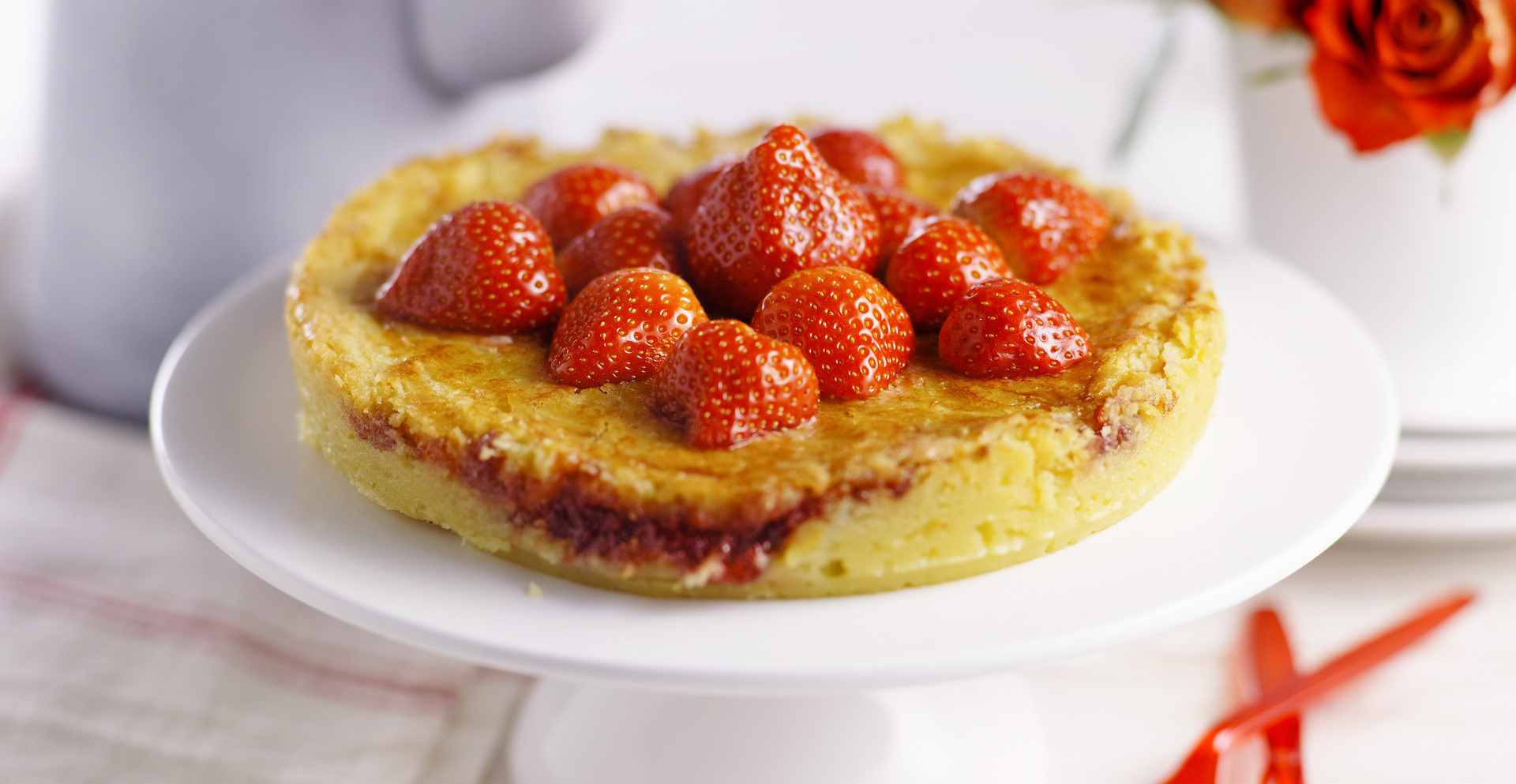 Boterkoek met aardbeien