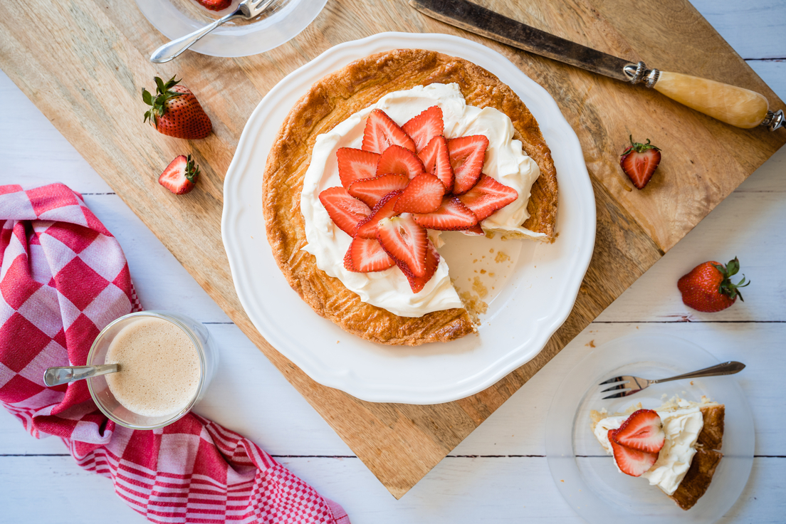 Boterkoek met mascarpone en aardbei