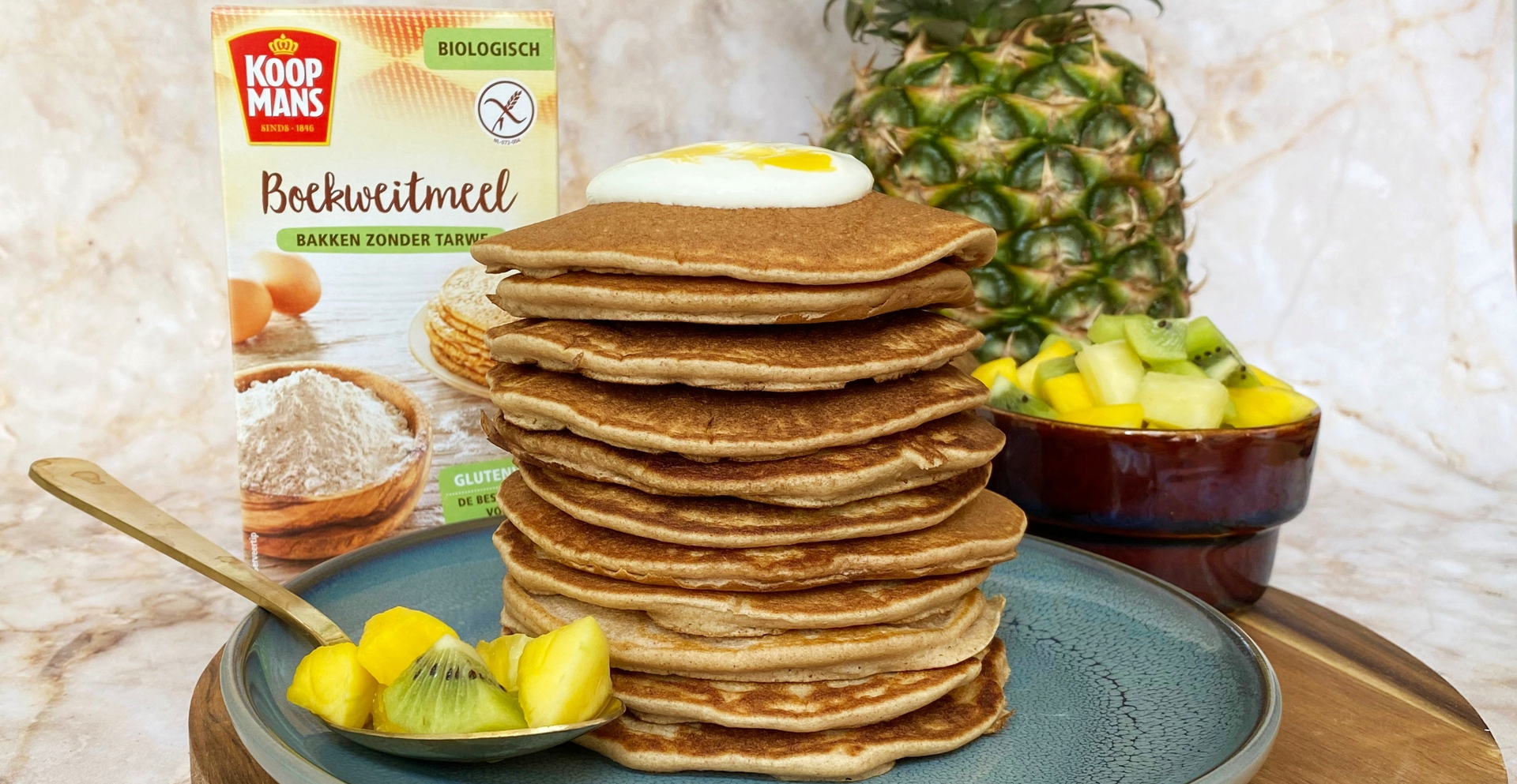 Glutenvrije pancakes met tropische topping