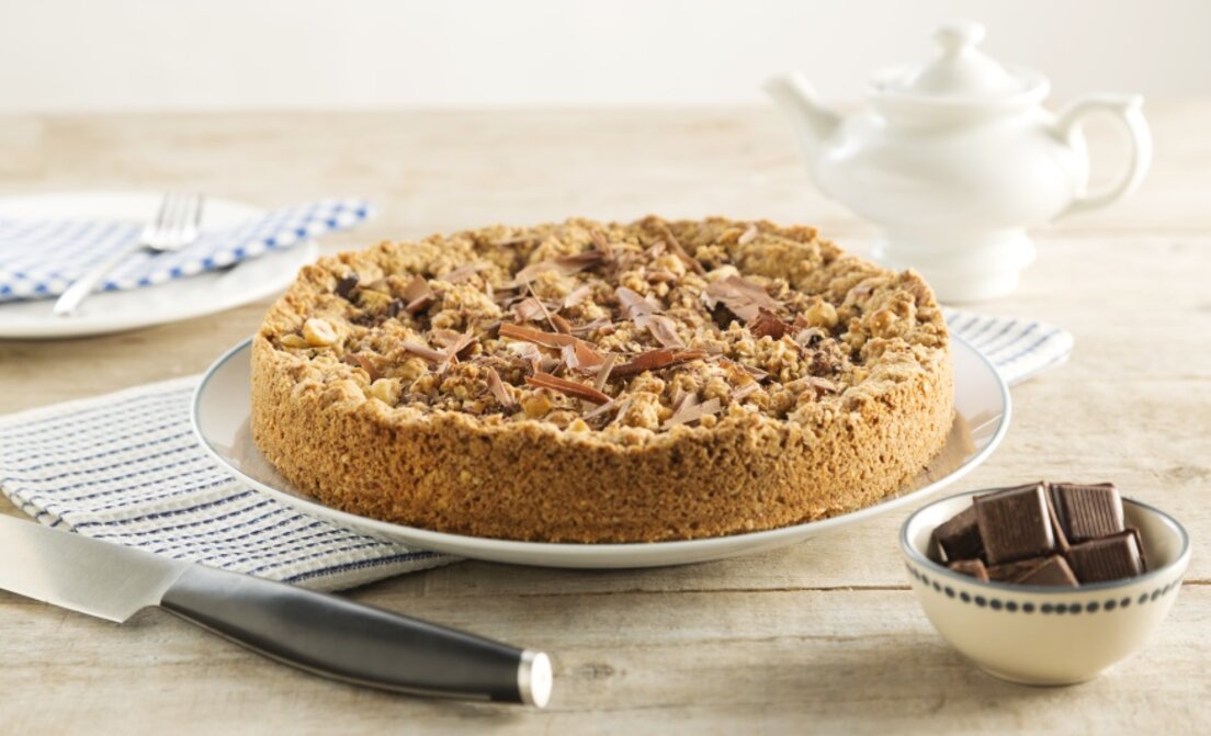 Havermout bananentaart met chocolade