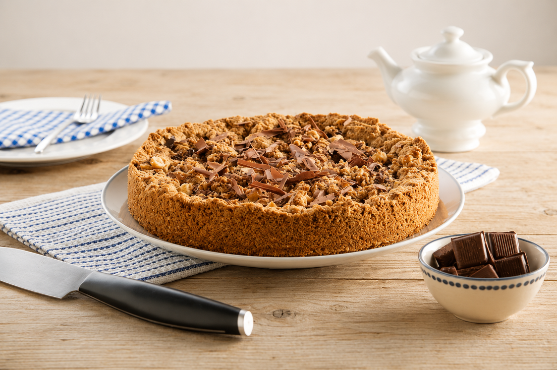 Havermout bananentaart met chocolade