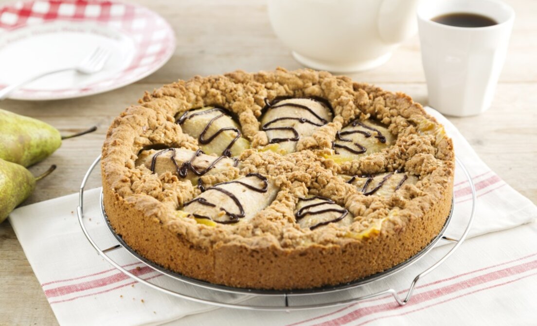 Havermout perentaart met room en kokos