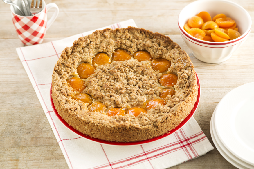 Havermout abrikozentaart met frangipane van Saakje