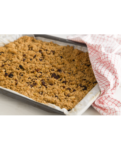 Kruimelkoek met havermout en appel