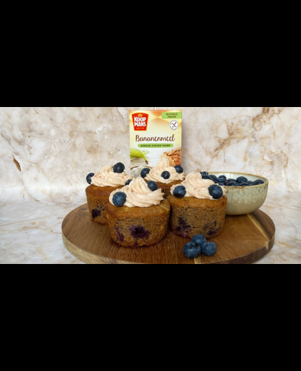 Muffins met blauwe bes en witte chocolade