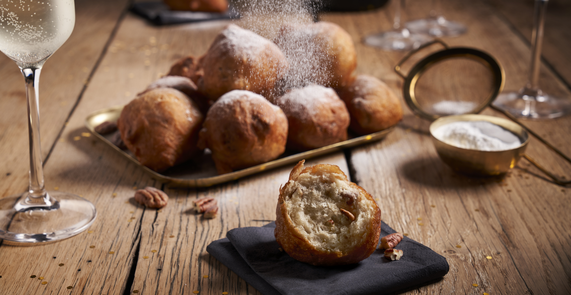 Oliebollen met pecannoten