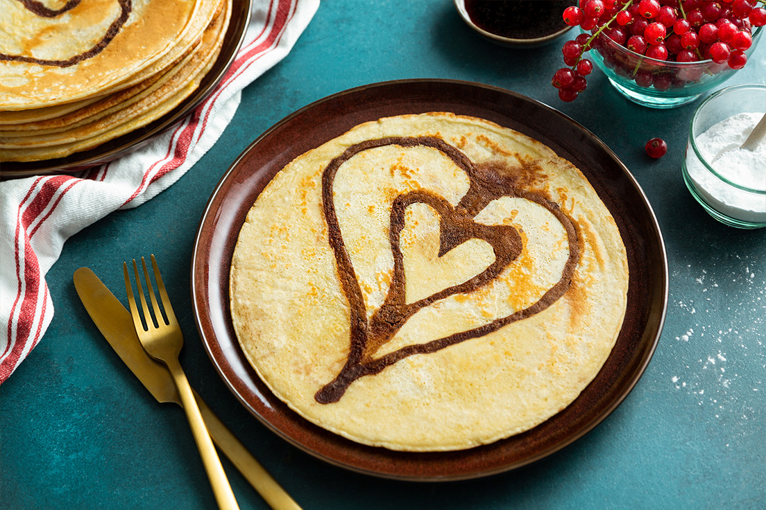 Pannenkoeken met chocolade hartjes