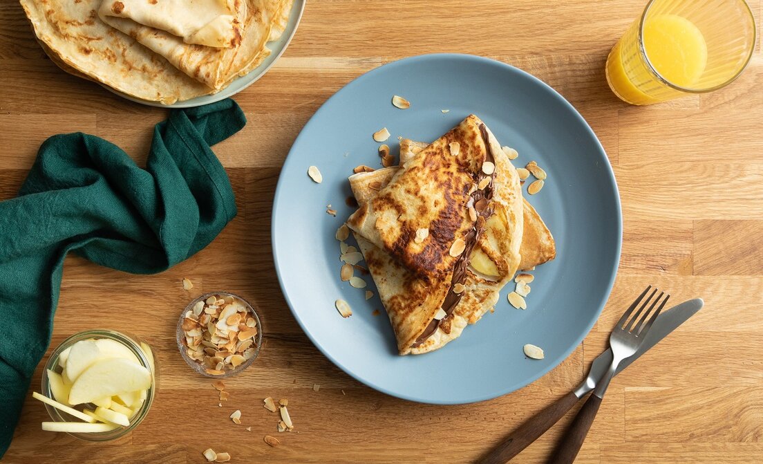 Pannenkoeken met Nutella®, appel en amandel
