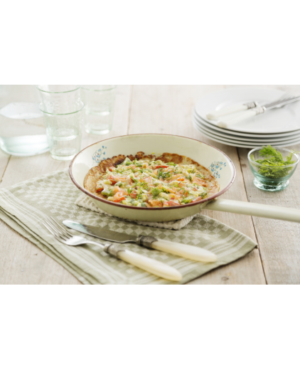 Pannenkoek met gerookte zalm en prei