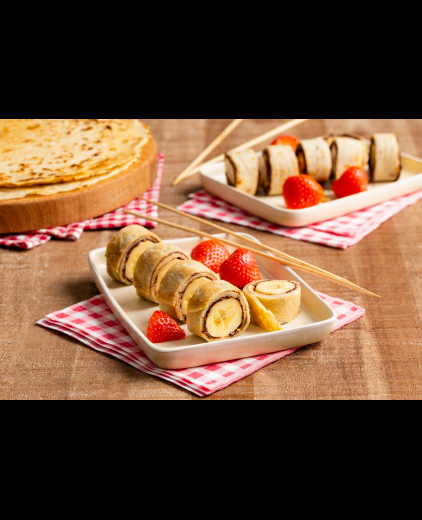 Pannenkoeken sushi met banaan en Nutella®