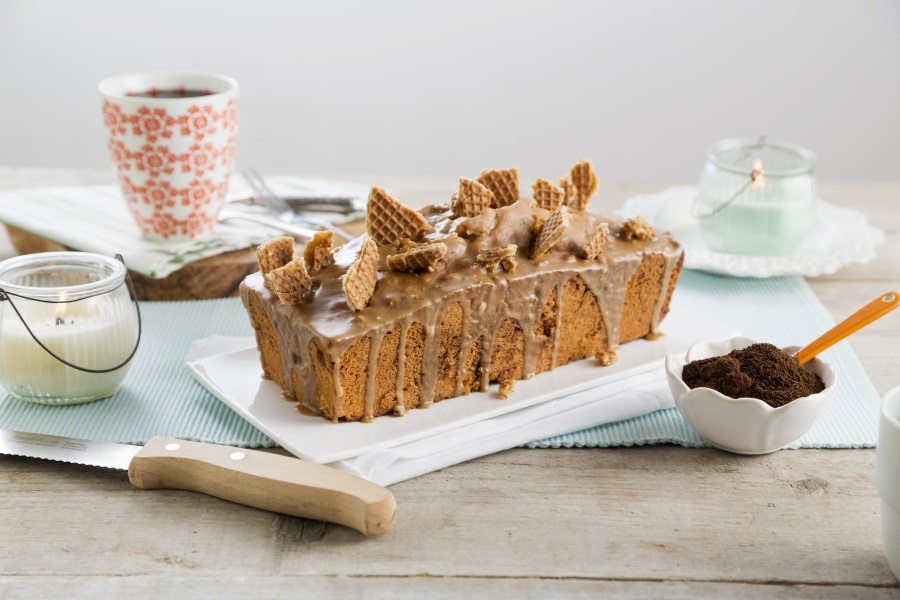 Stroopwafelcake met koffieglazuur