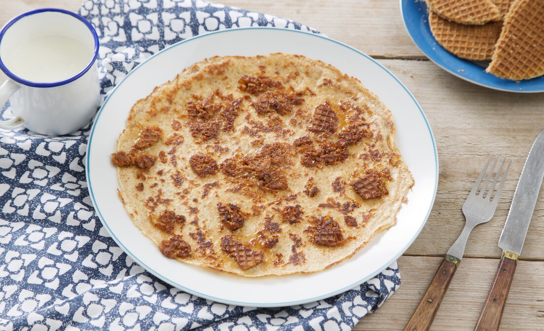 Pannenkoek met stroopwafel