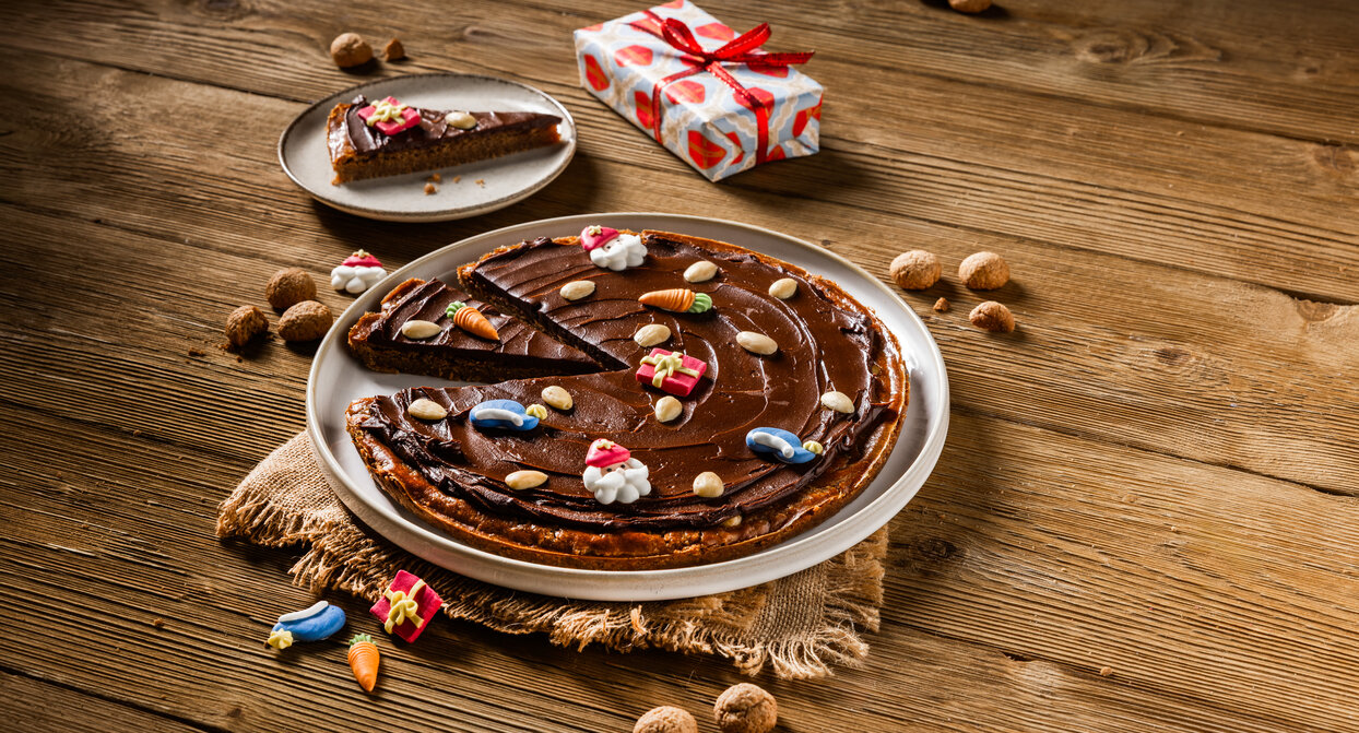Speculaasboterkoek met ganache en Sint Decoratie 