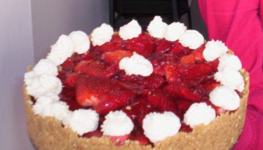 simpele aardbeien-mascarpone taart - geen oven nodig!