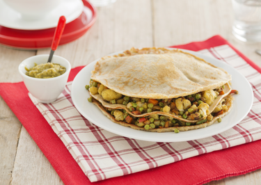 Glutenvrije pannenkoek met groentencurry