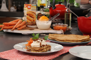 Volkoren pannenkoek met wortel en griekse yoghurt van Danna