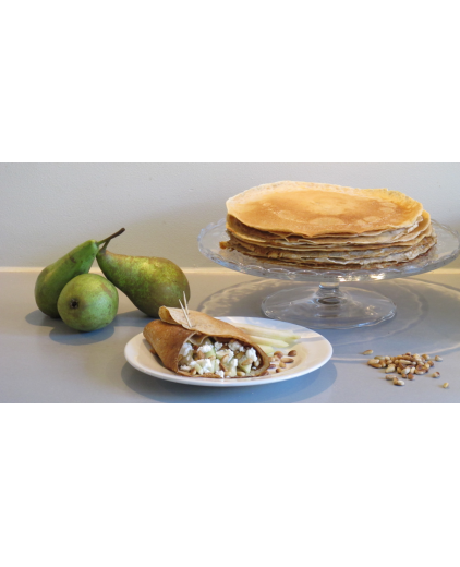 Volkoren Pannenkoek met peer en geitenkaas