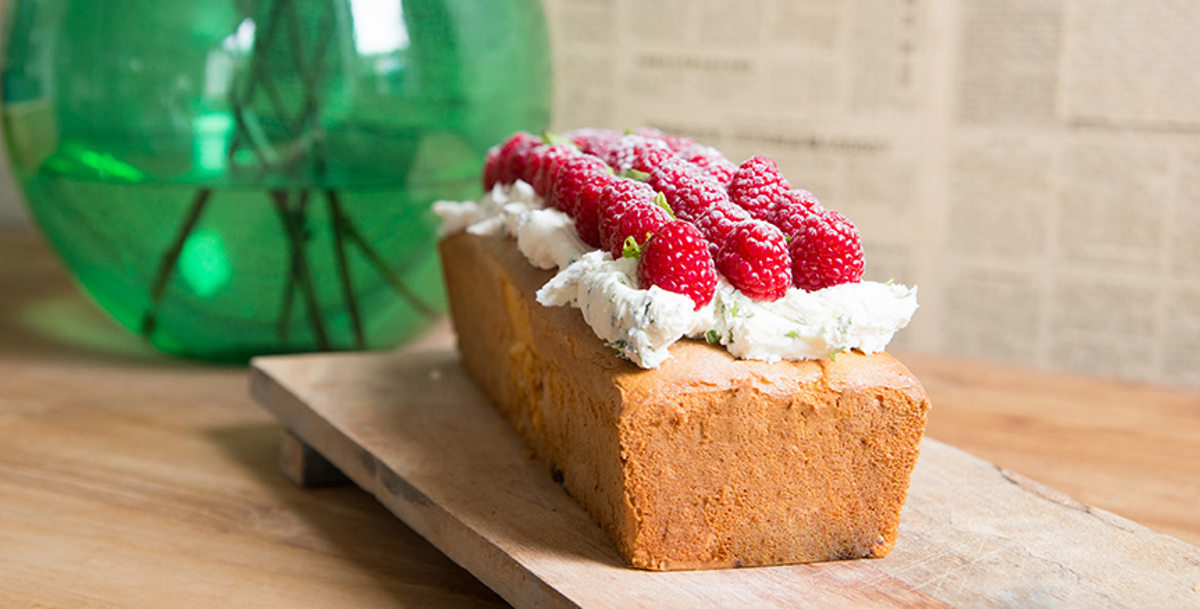 Kwarkcake met frambozen, mascarpone en basilicum van Danna