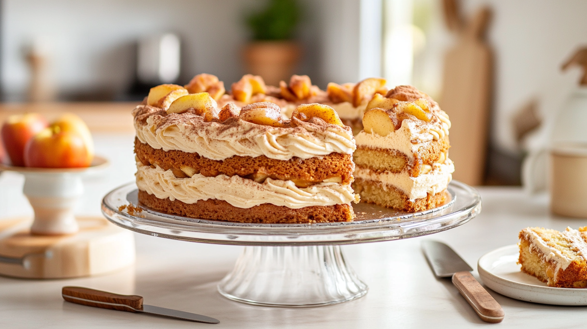 Moederdagtaart met gebakken appeltjes en kaneelroom van Saakje