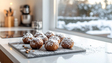 Notenoliebollen met vruchten