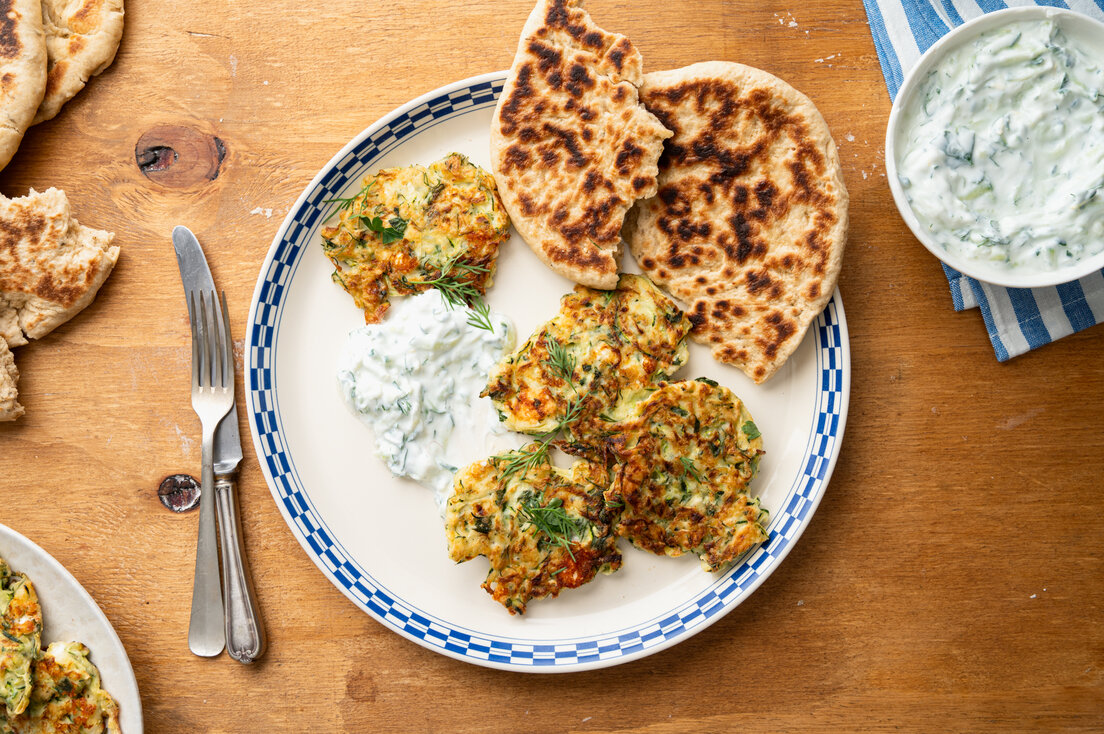 Courgettekoekjes met pita