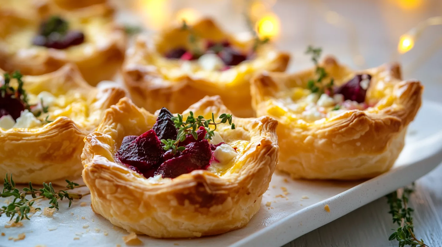 Bladerdeeg kerststerren met bietjes, feta en tijm van Hadewich