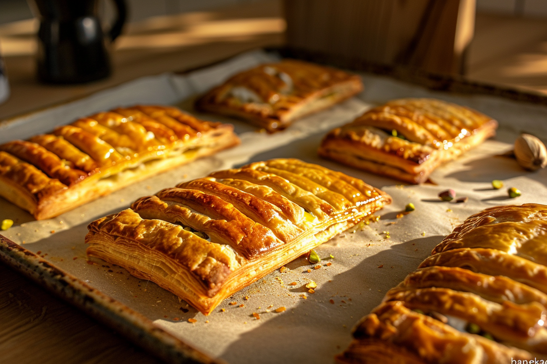 Hanekammen met roomkaas en pistachenoten