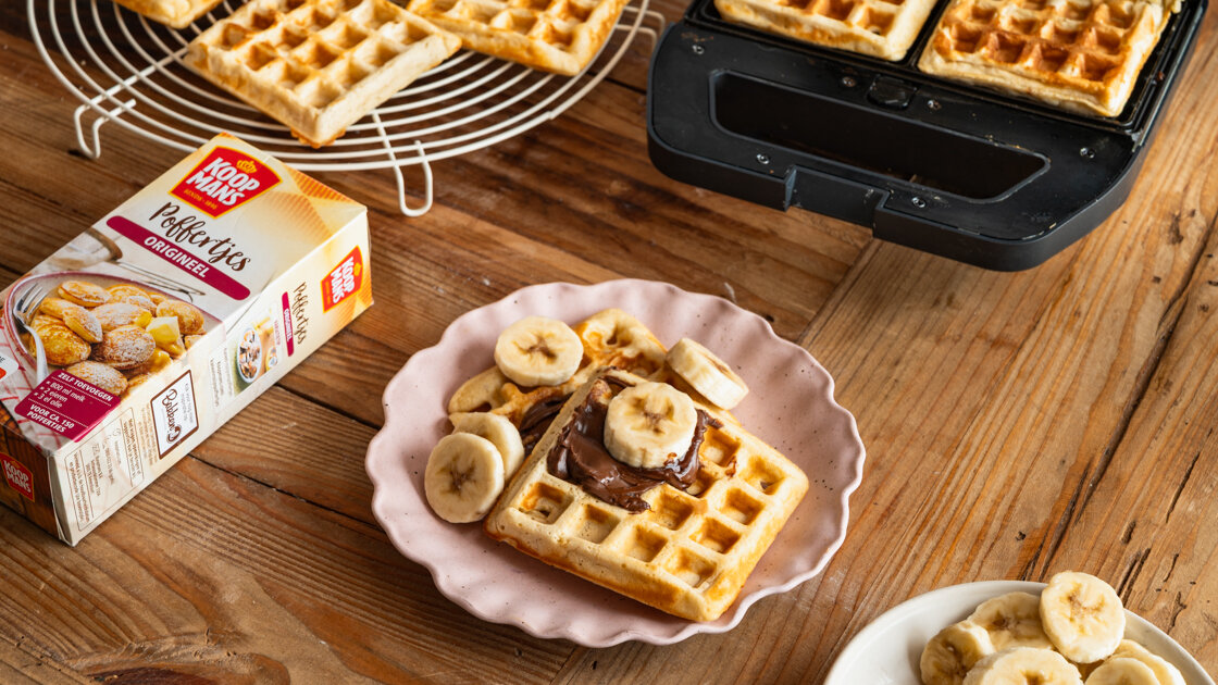 Wafels met Nutella en banaan