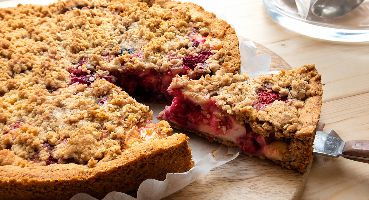 Havermouttaart met rood fruit van Saakje