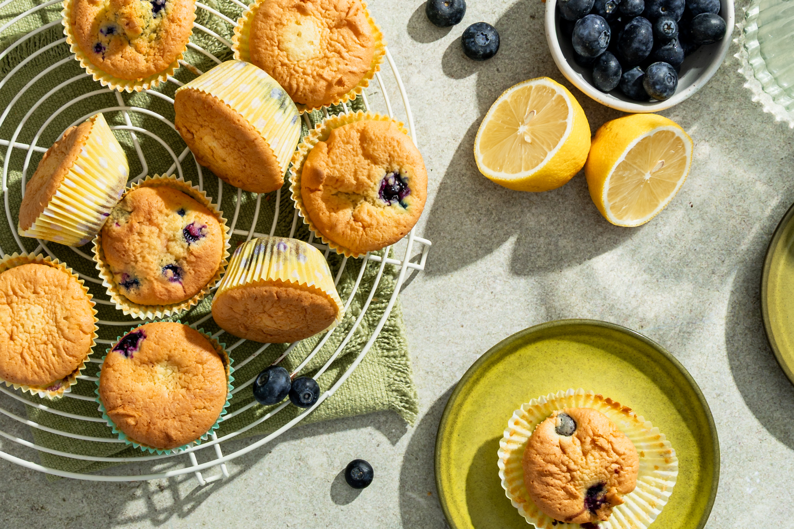 Citroen blauwe bessen cupcakes